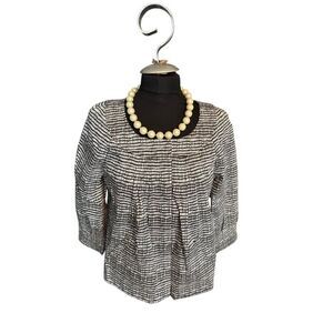Womens Black & White Checkered Houndstooth Pleated Blouse sz 6